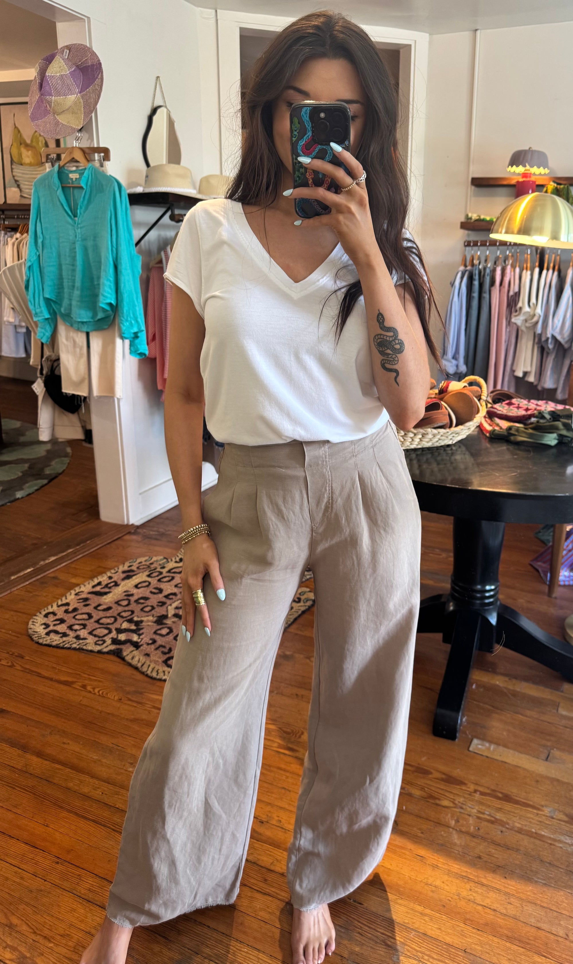 White Ava V-Neck Top