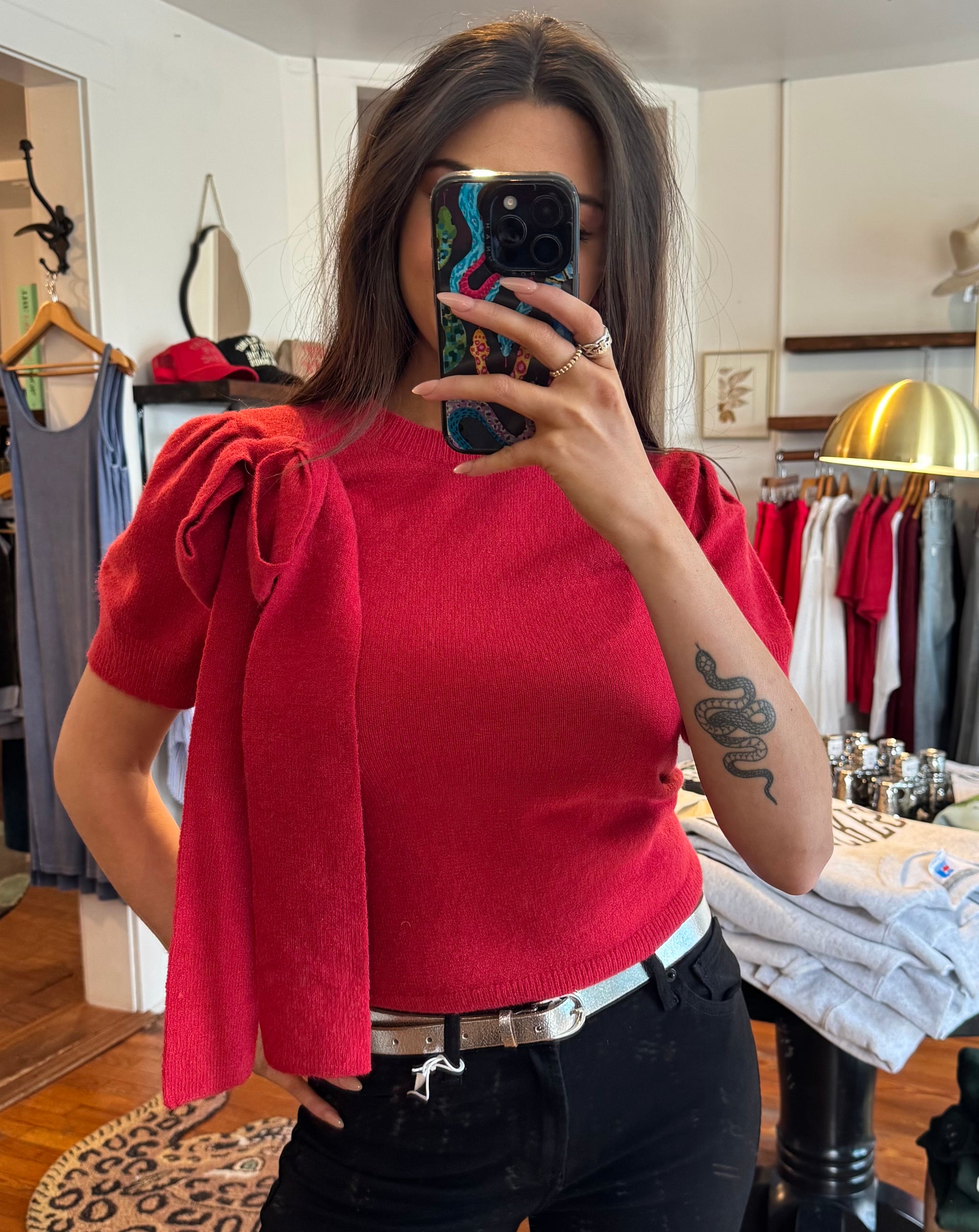 Red Bow Knitted Sweater