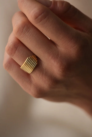 Lined Brass Ring 7