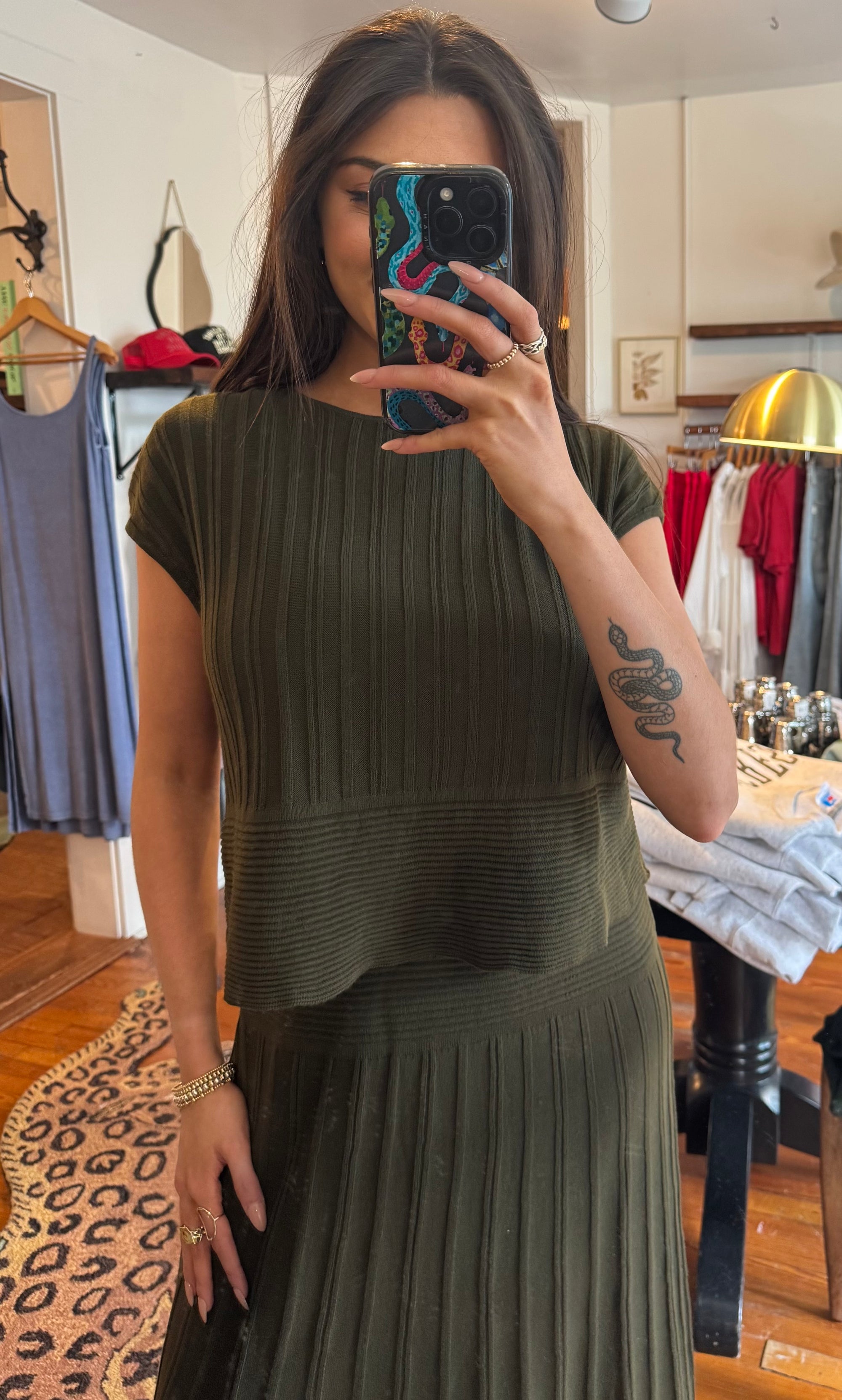 Olive Cap Sleeve Dress