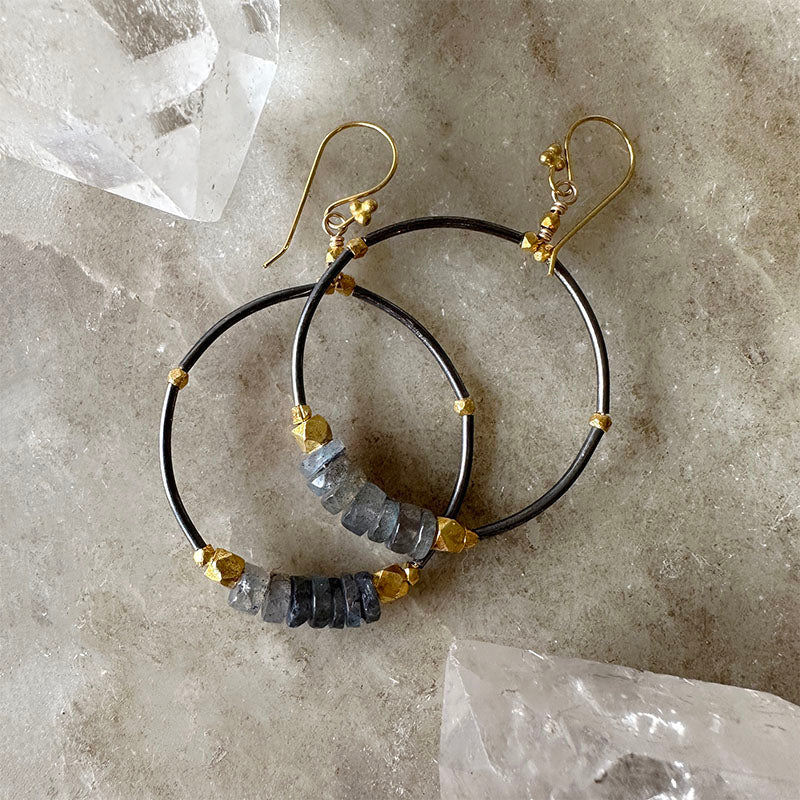 Beatrice Labradorite Hoop Earrings