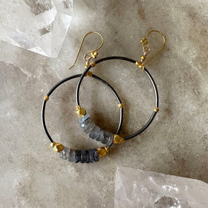 Beatrice Labradorite Hoop Earrings