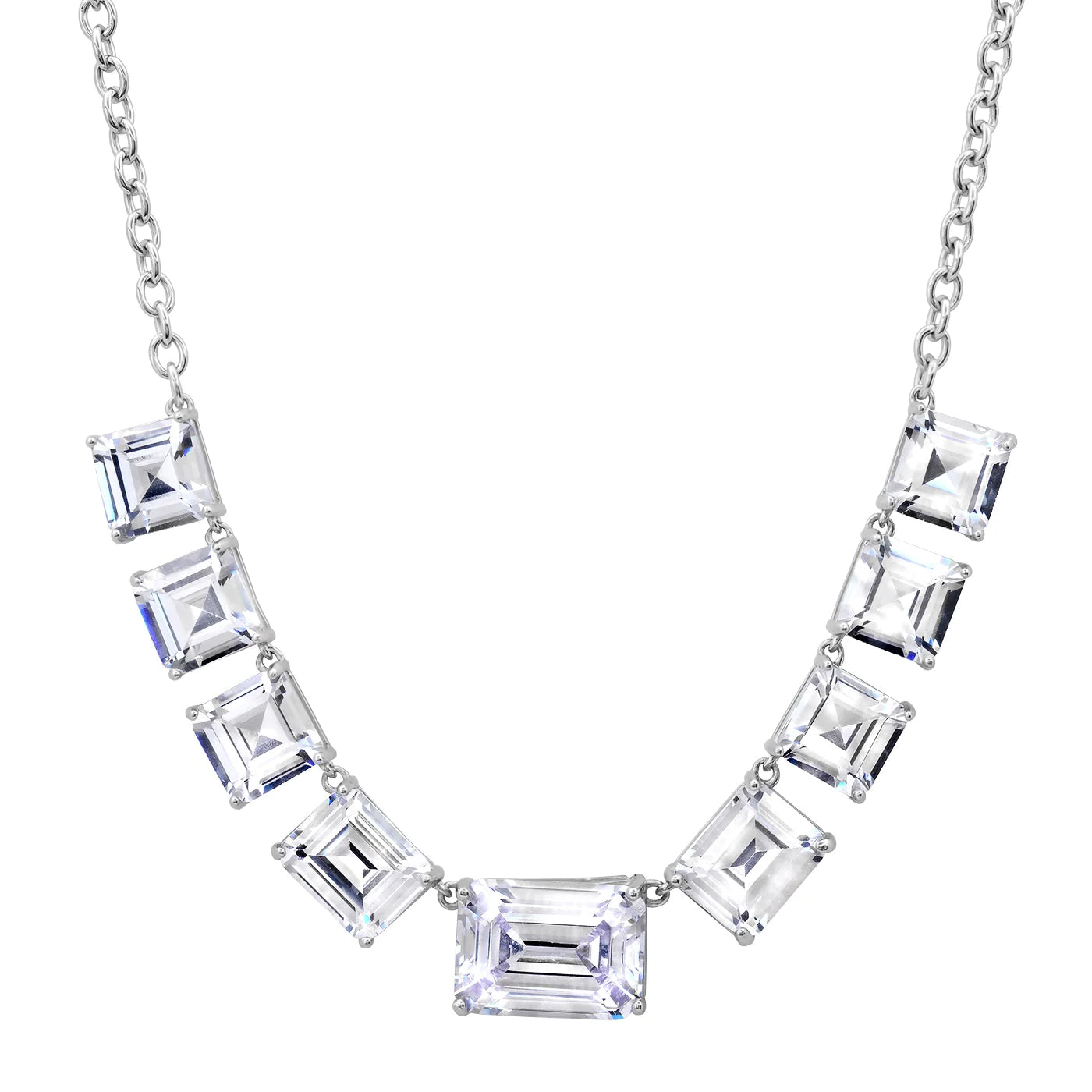 Emerald Cut Glass Stone Necklace