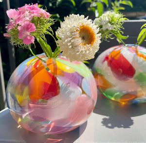 Rainbow Watercolor Round Vases