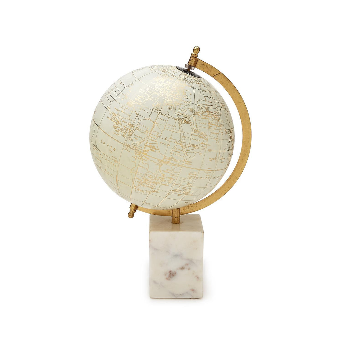 Gold and White Globe on Marble Base