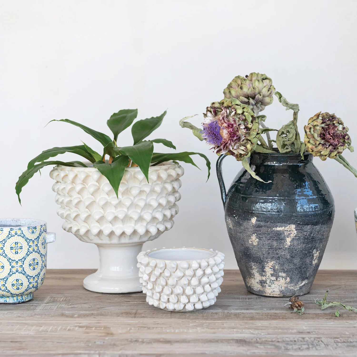 Cream Stoneware 3D Planter