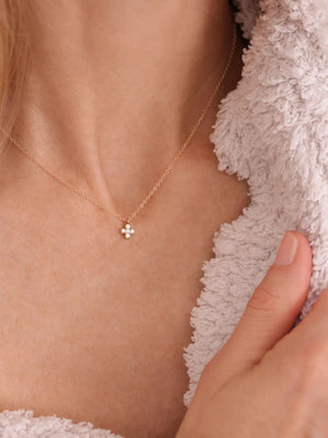 14k Gold + Diamond Cross Necklace