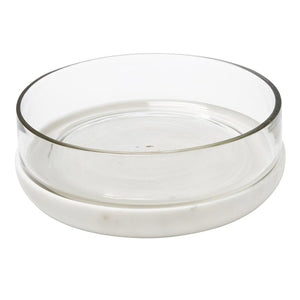 Large White Marble and Glass Bowl