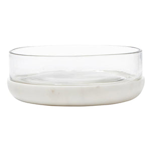 Large White Marble and Glass Bowl
