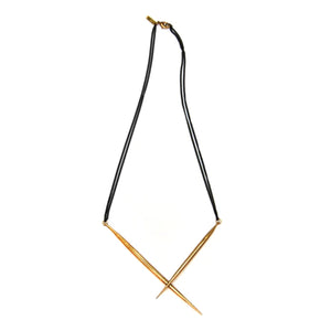 Crossed Brass Quill Necklace