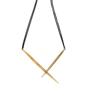 Crossed Brass Quill Necklace