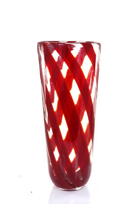 Wide Red Ribboned Vase