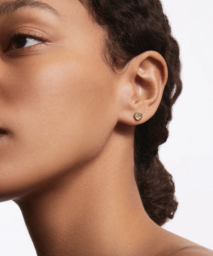 Classic Smooth Border Mini Stud Earrings - Gold/Silver