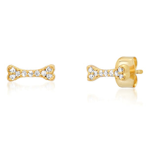 Gold Dog Bone Post Earring