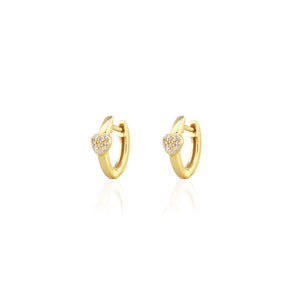 Gold Heart Crystal Huggie Hoop Earrings