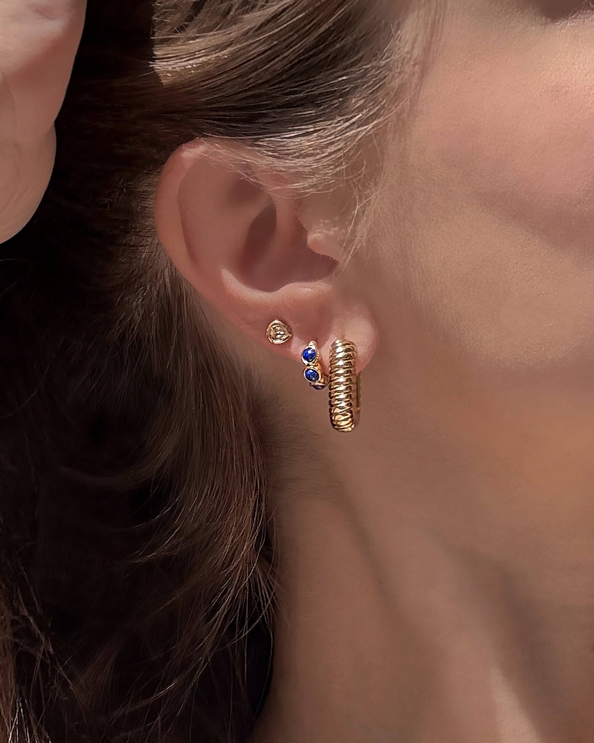 Joni Bezel Gold Studs