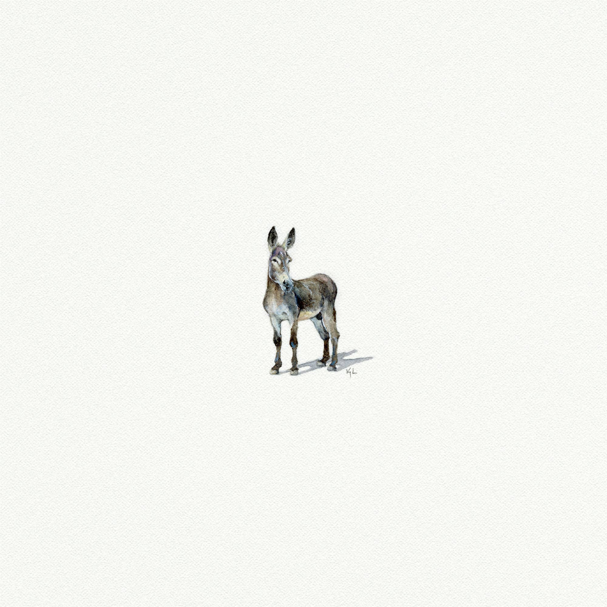 Donkey Miniature Watercolor Print