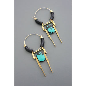 Art Deco Turquoise Hoops