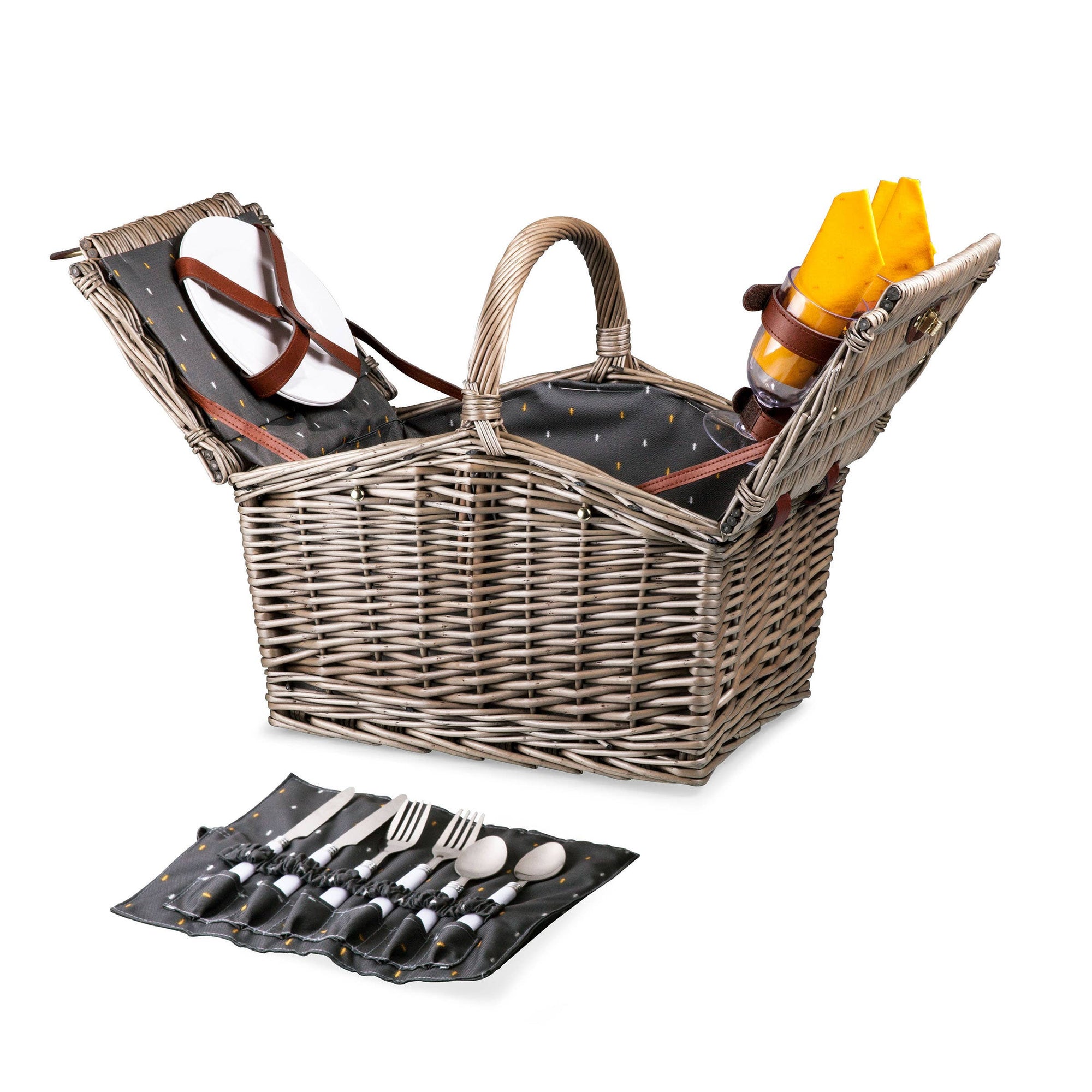 Gray Piccadilly Picnic Basket for 2