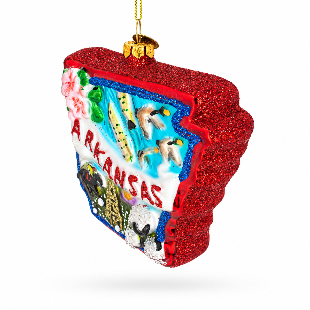 State of Arkansas Glass Christmas Ornament