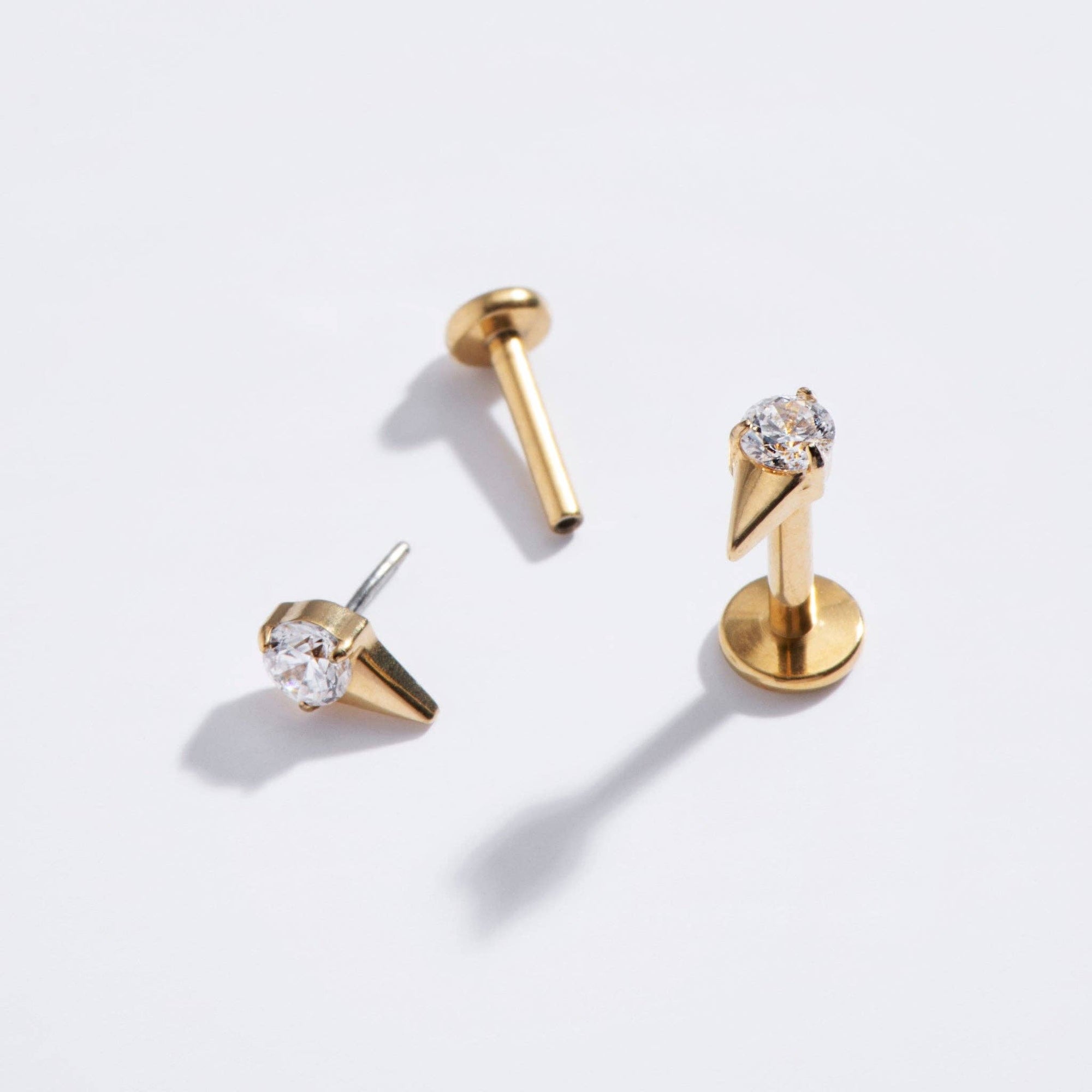 Gold Plated CZ Spike Back Studs