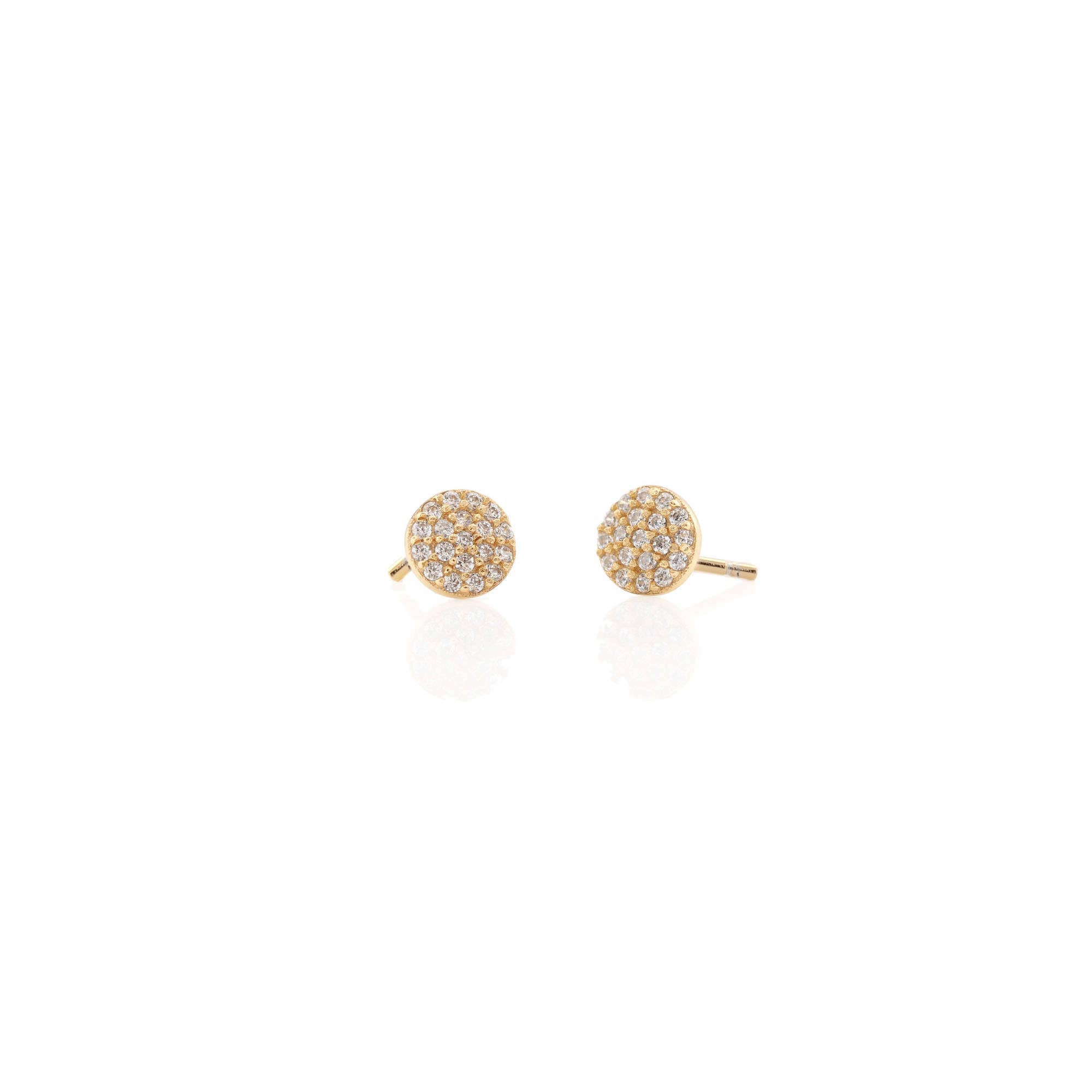 Gold Round Crystal Stud Earrings