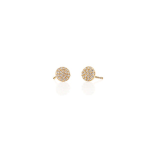 Gold Round Crystal Stud Earrings