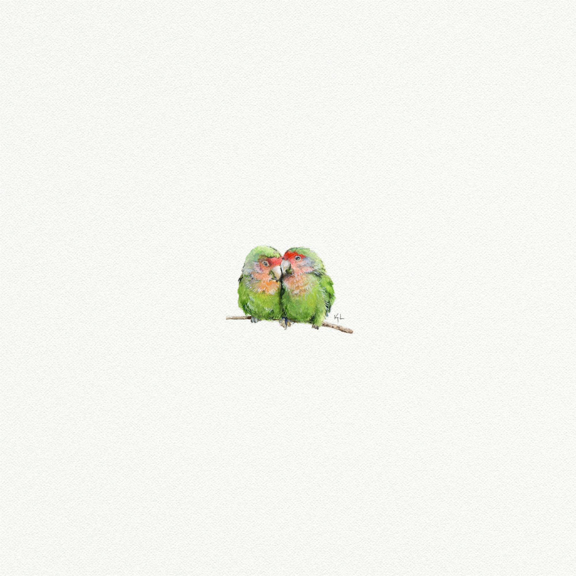 Love Birds Miniature Watercolor Print