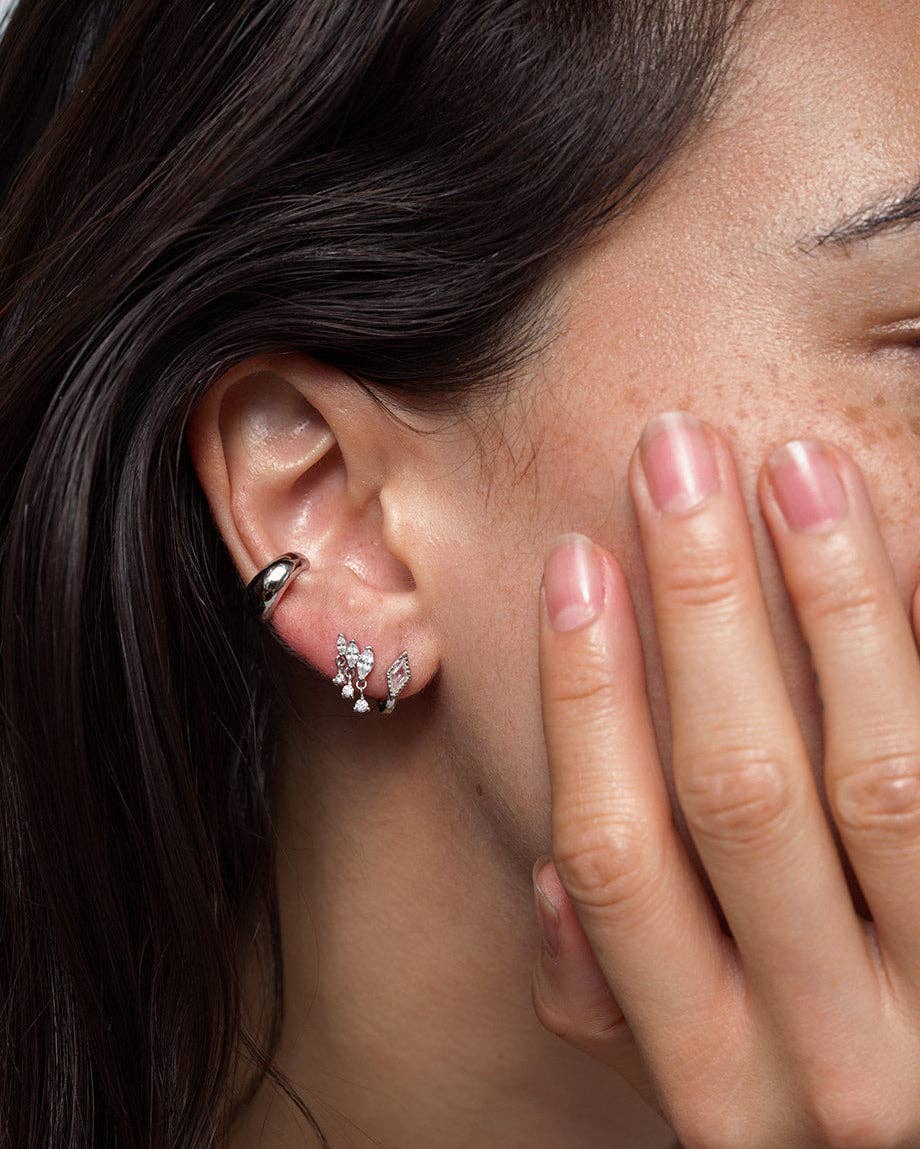Rhodium Gabby Marquise Dangle Studs