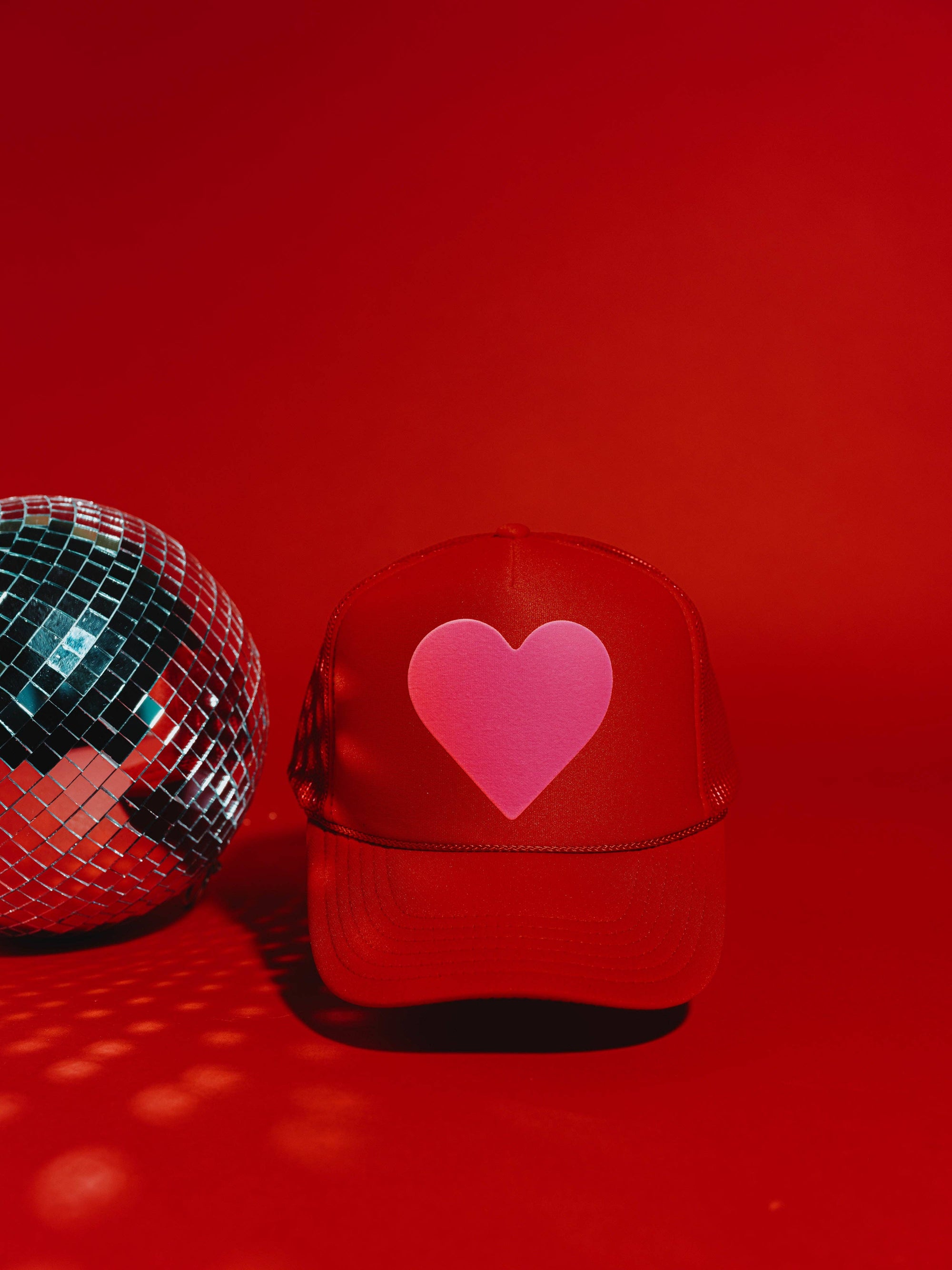 Red & Pink Heart Trucker Hat