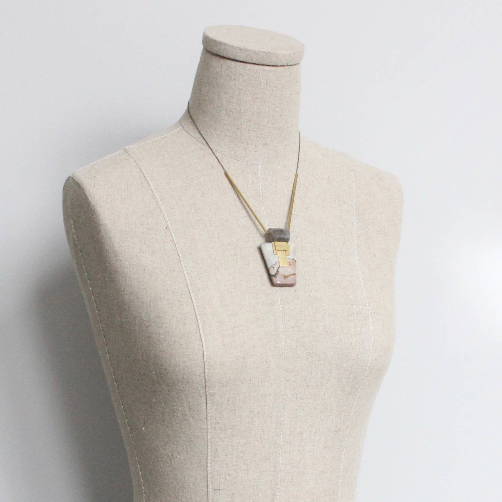 Geometric Stone Pendant Necklace