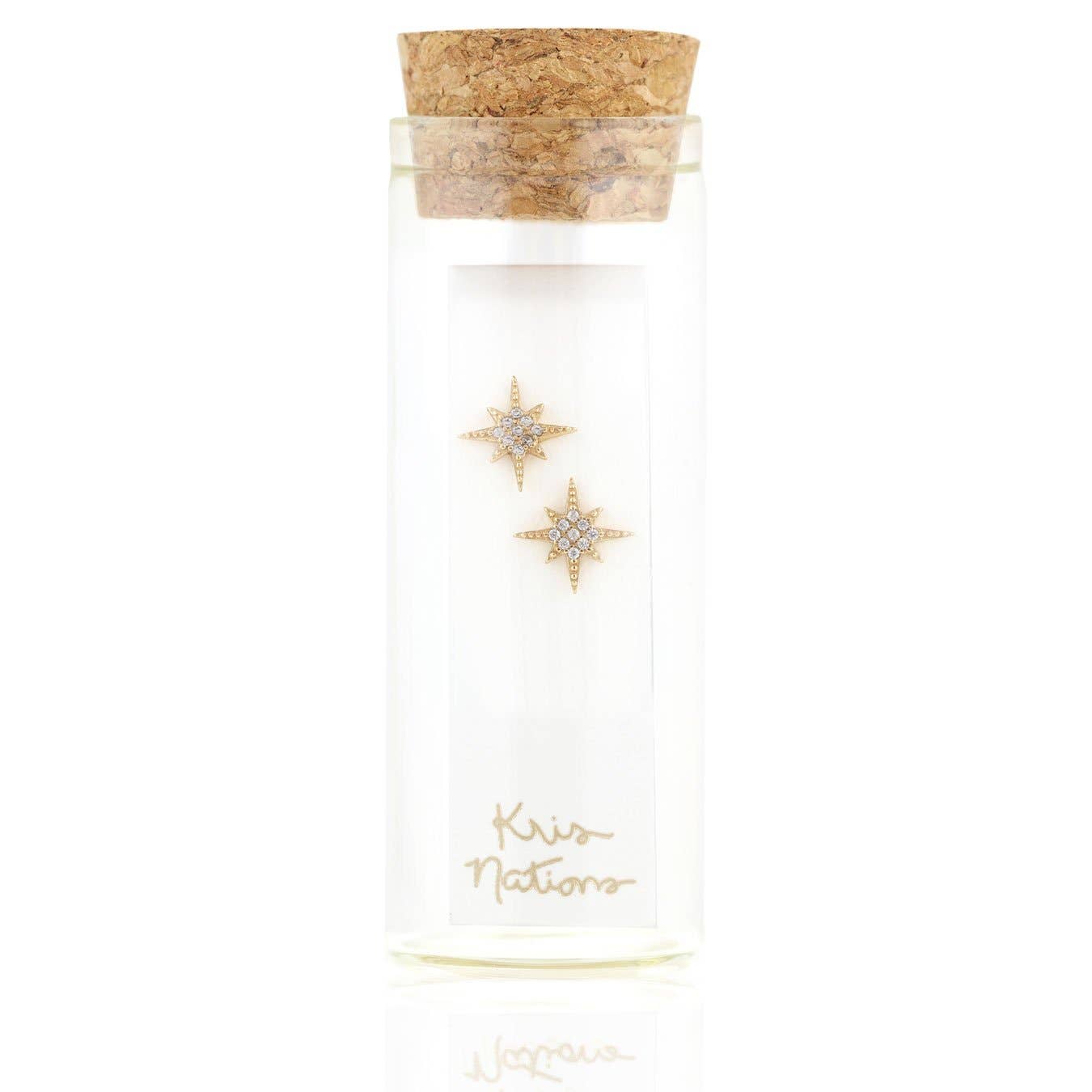 Gold Starburst Crystal Studs