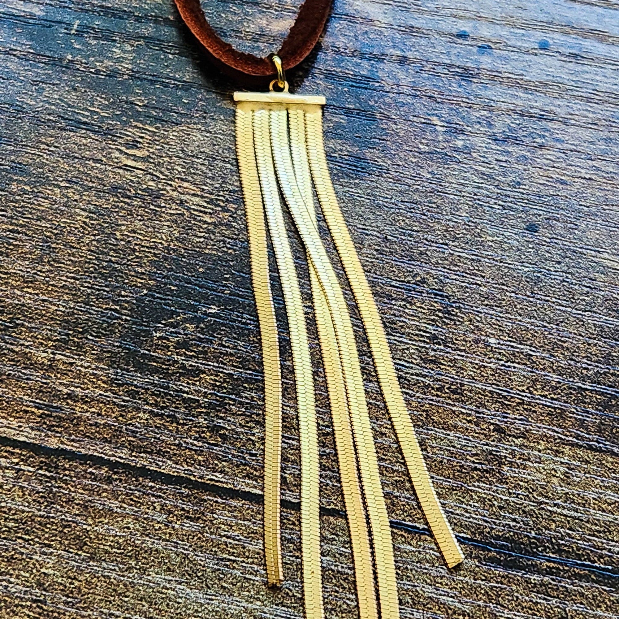 Adjustable Leather Cord Fringe Necklace - Box Turtle