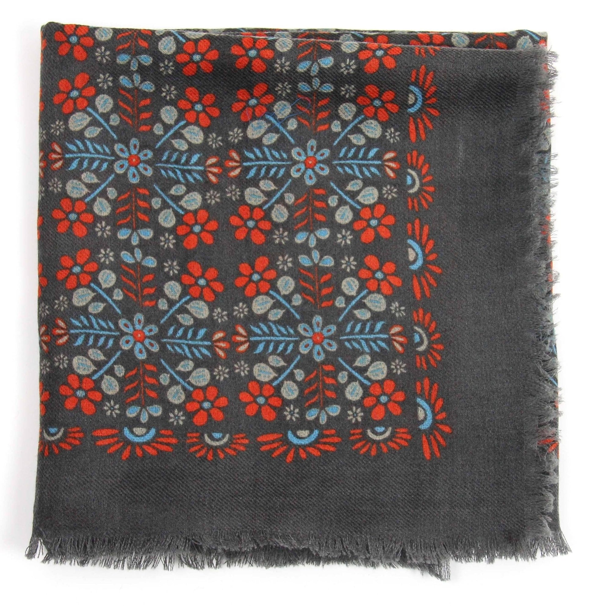 Agata Brown Wool Square Scarf - Box Turtle