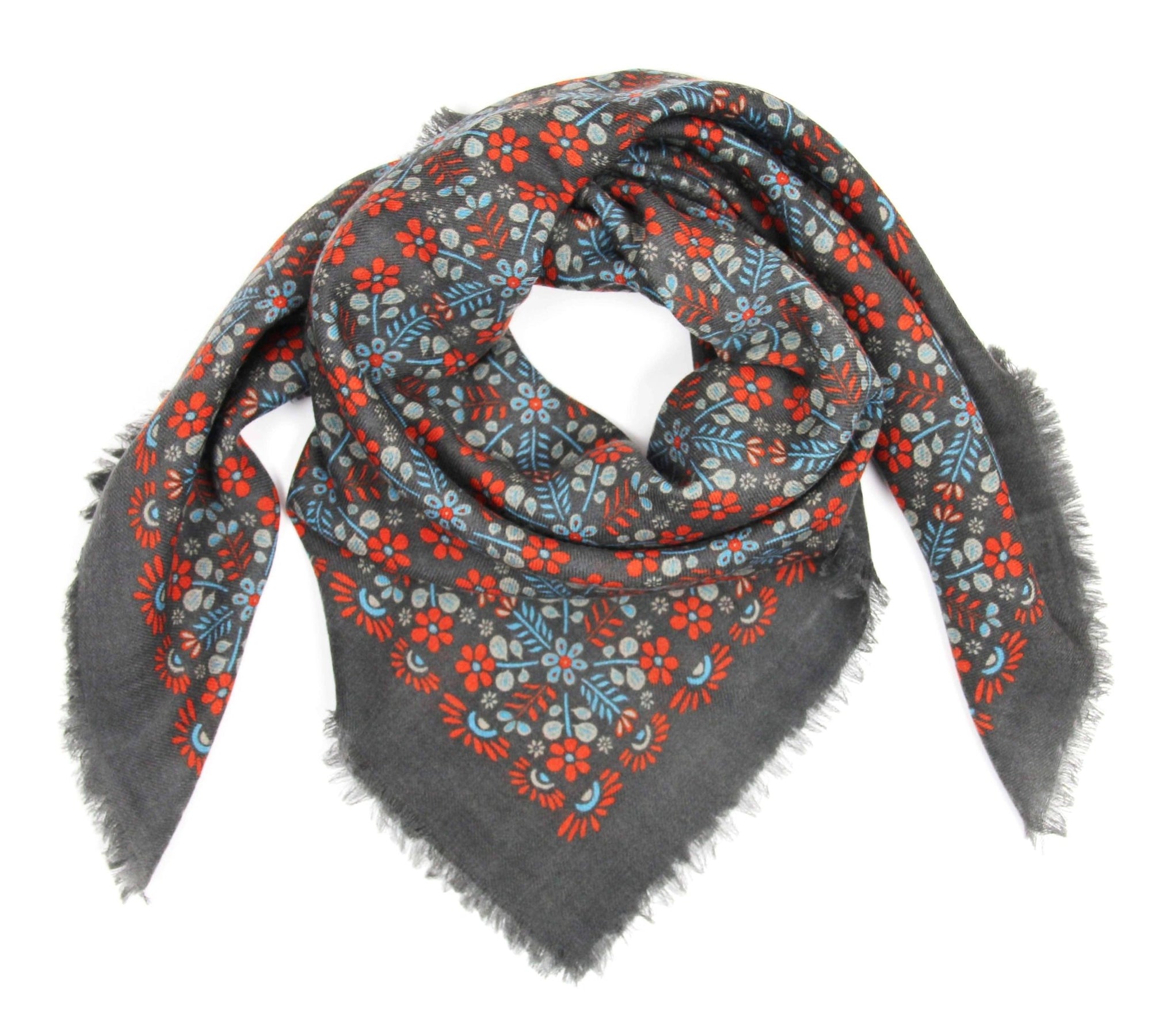 Agata Brown Wool Square Scarf - Box Turtle