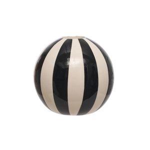 Black and White Round Stoneware Vase