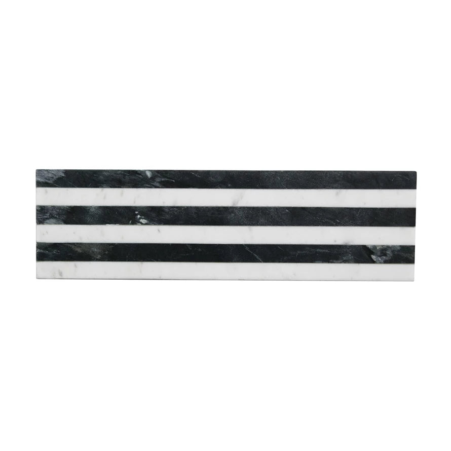 Long Rectangle Black and White Cheese Board