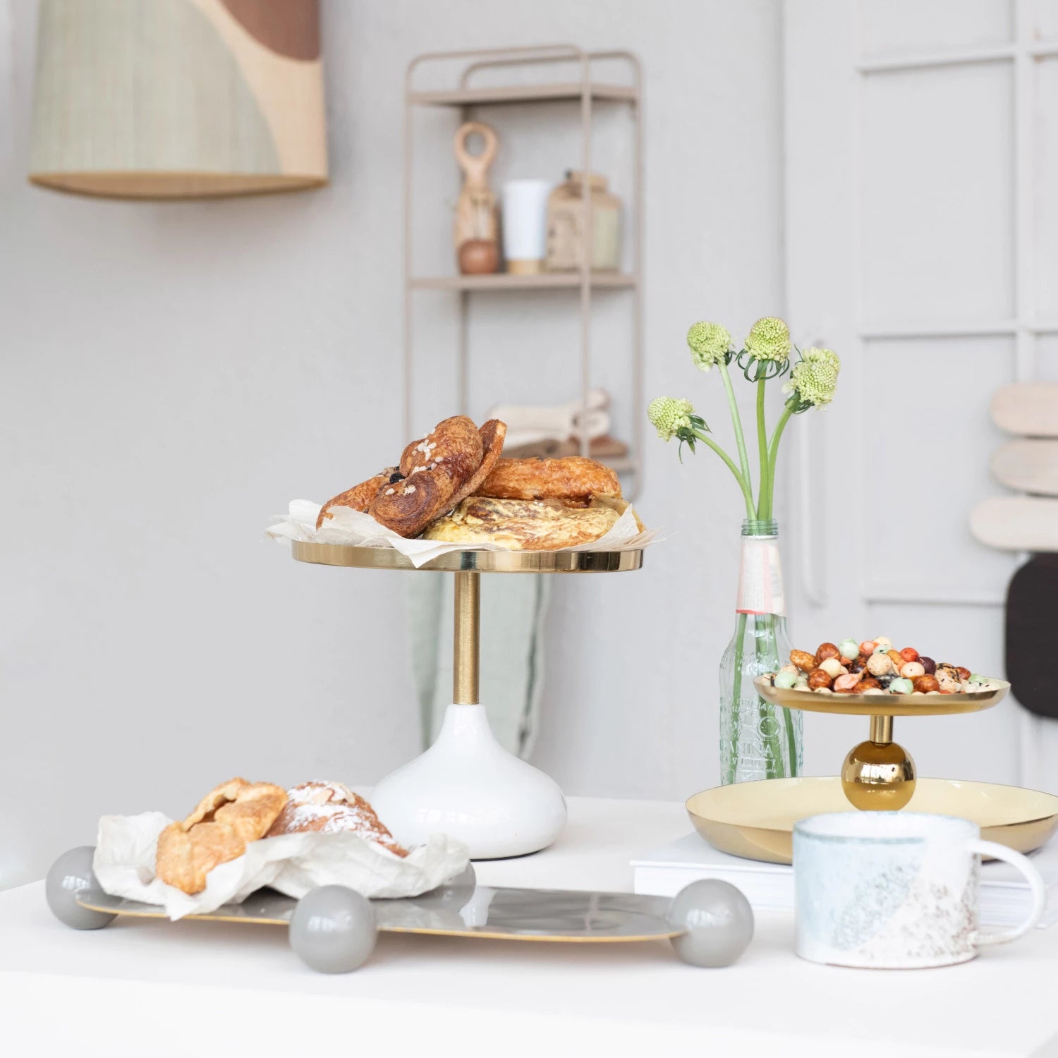 Grey Enamel Ball Footed Tray