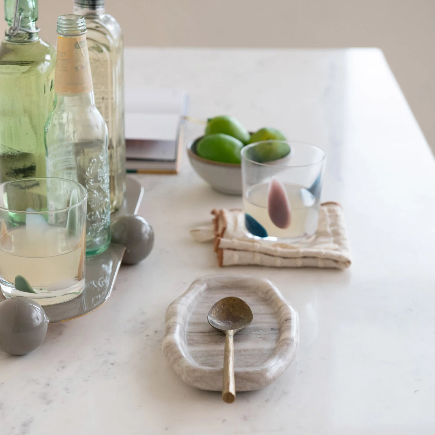 Beige Oval Marble Tray