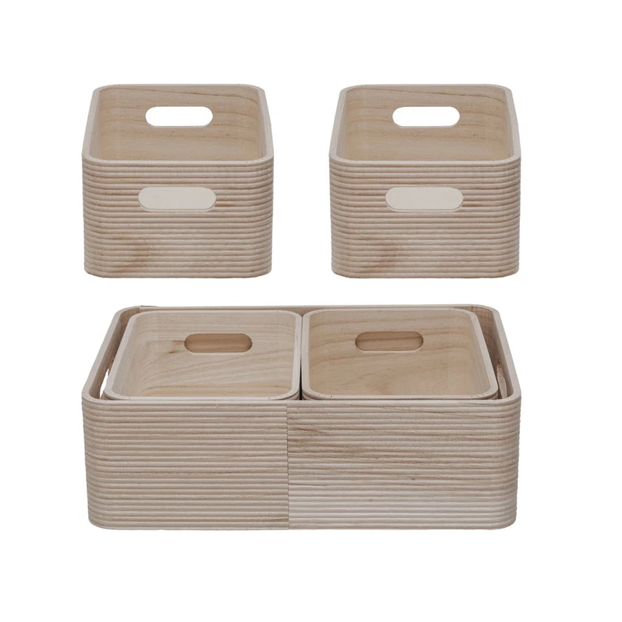 STYLE B Natural Wood Nesting Containers