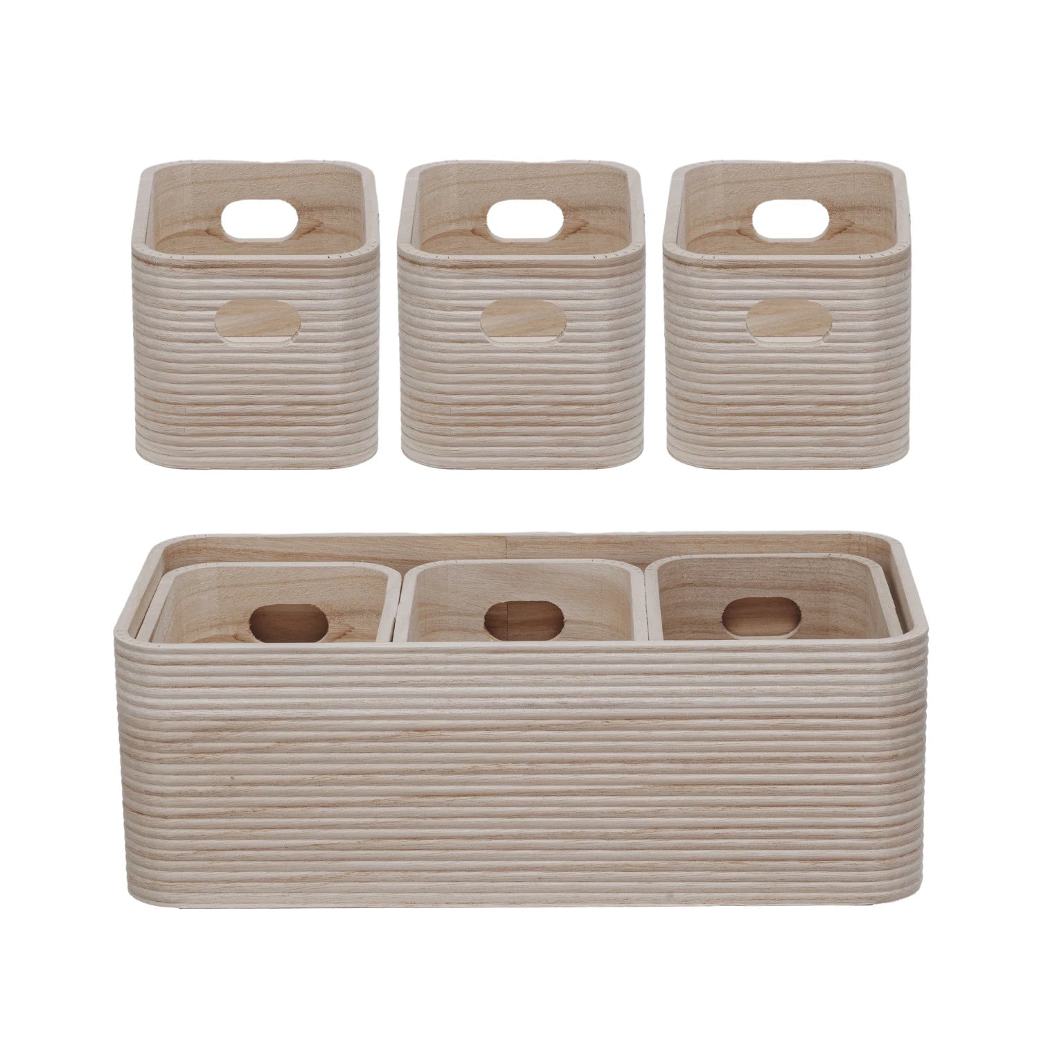 STYLE A Natural Wood Nesting Containers