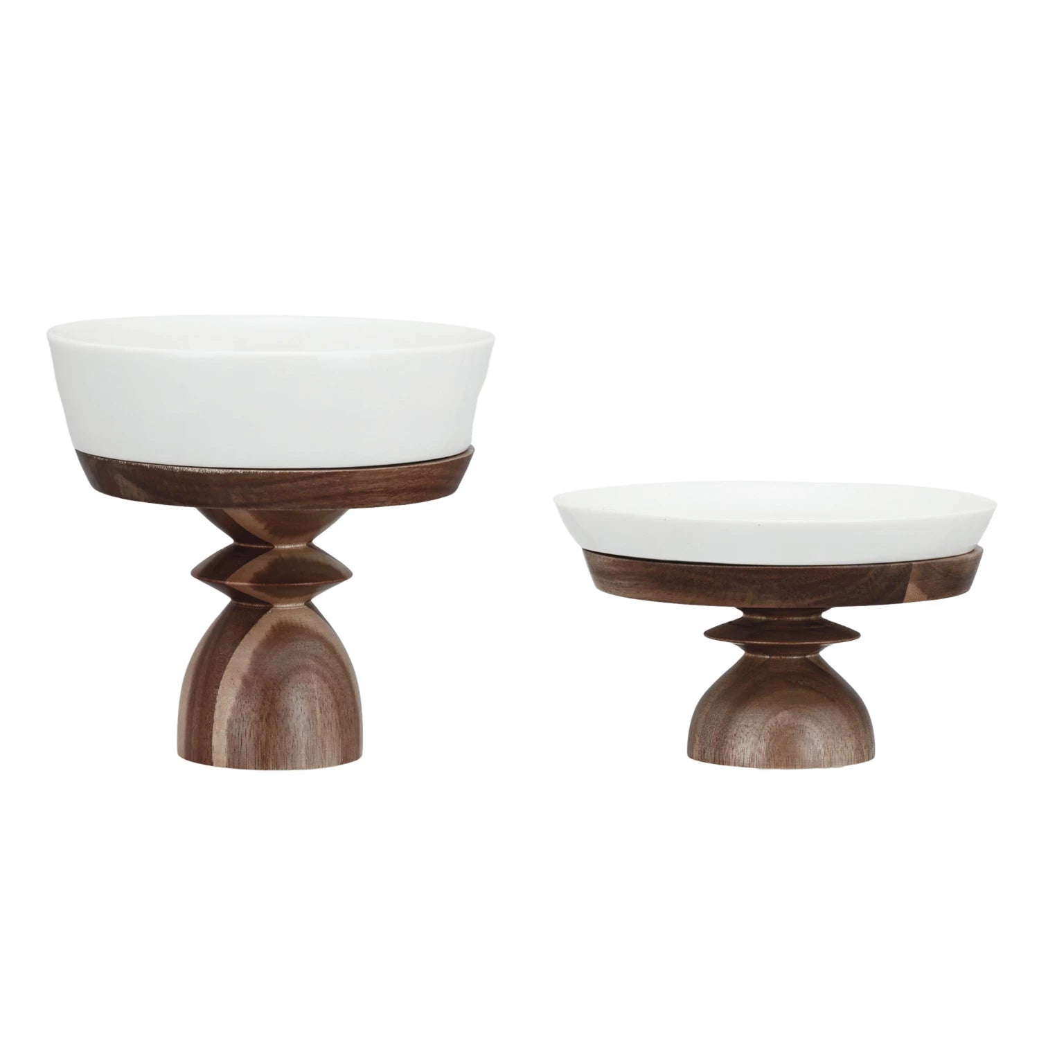 White Bowl with Wood Base