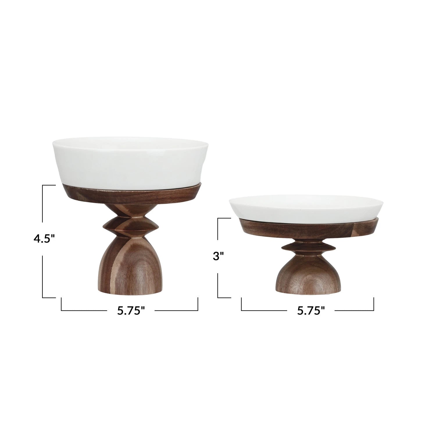 White Bowl with Wood Base