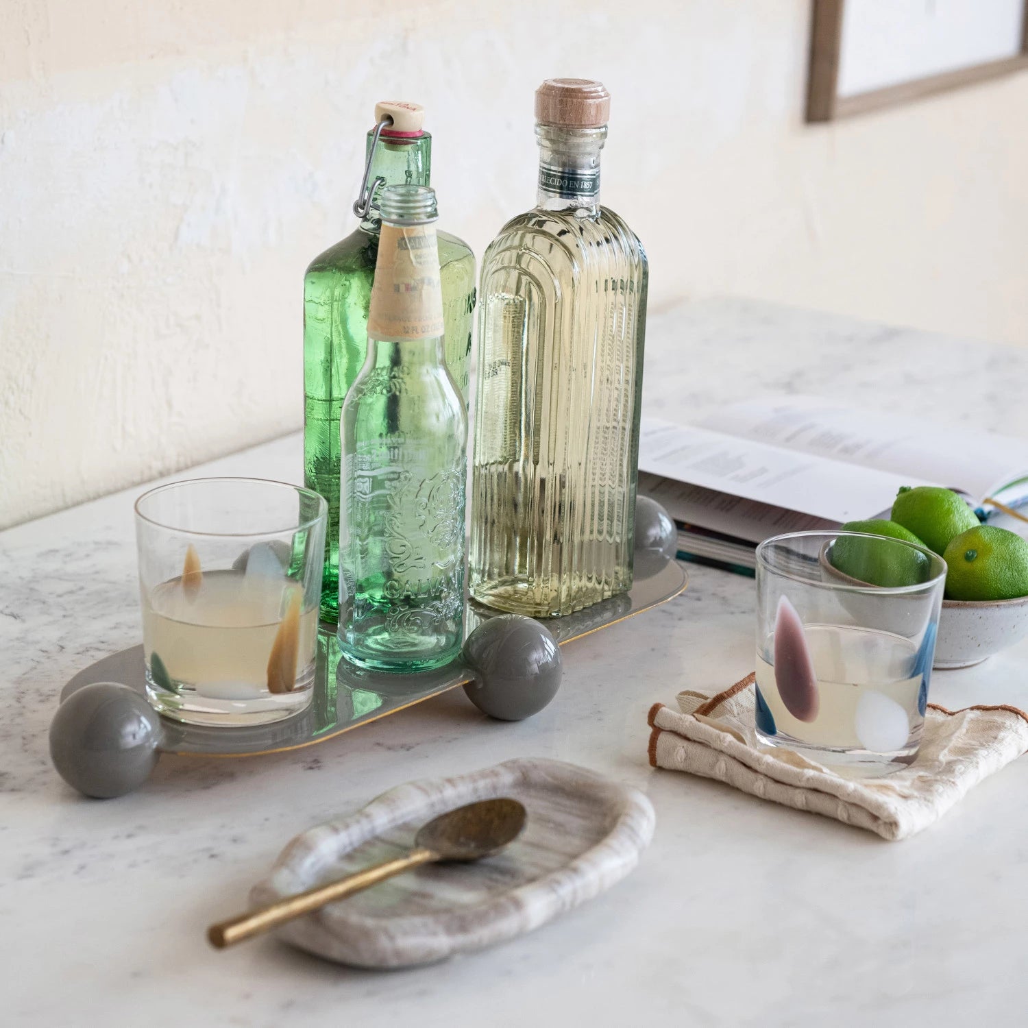 Green & Tan Drinking Glasses