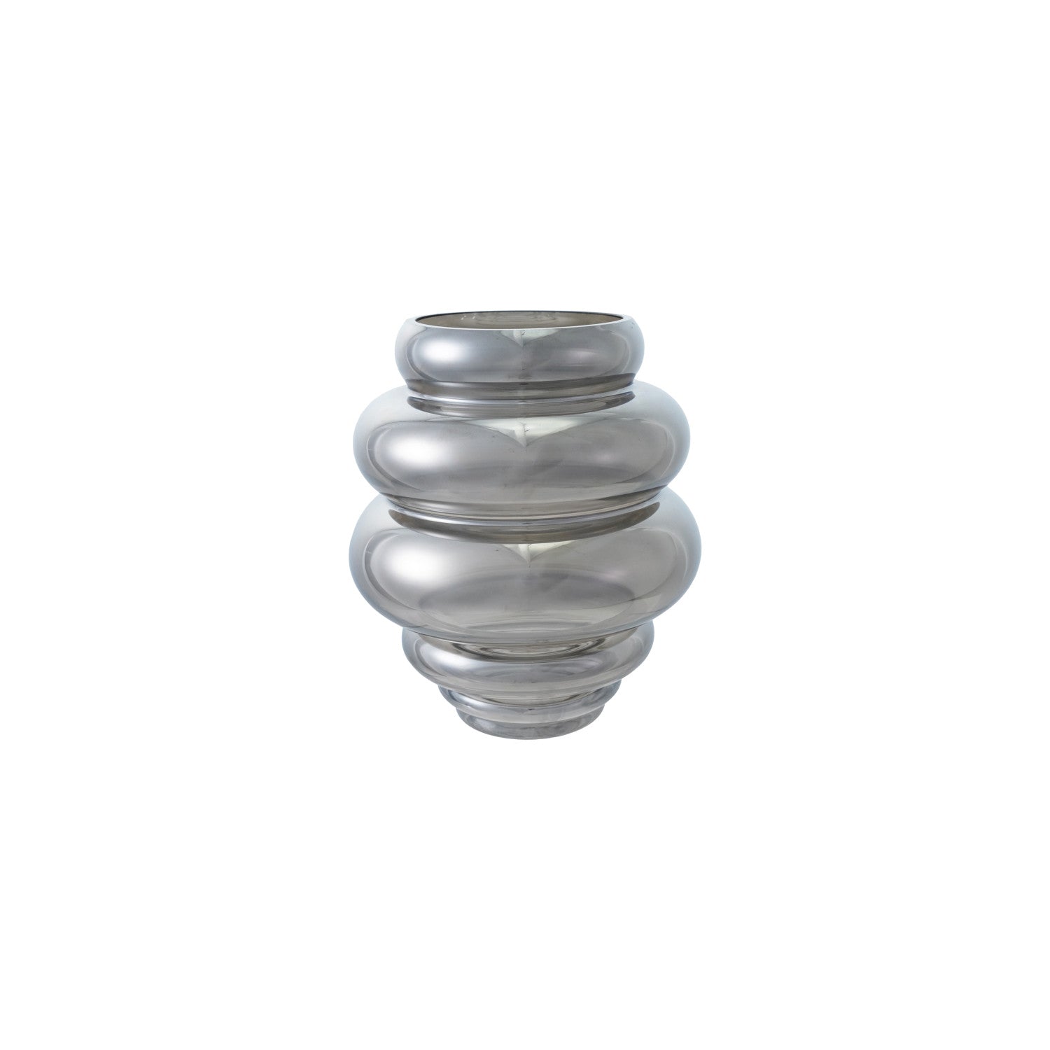 Ribbed Glass Vase, Chrome Finish