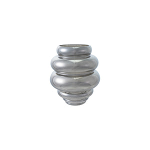Ribbed Glass Vase, Chrome Finish