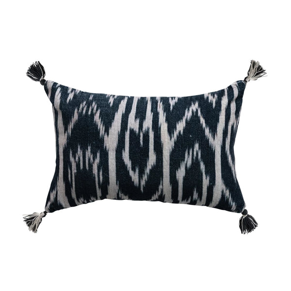 Ikat Cotton Velvet Lumbar Pillow.