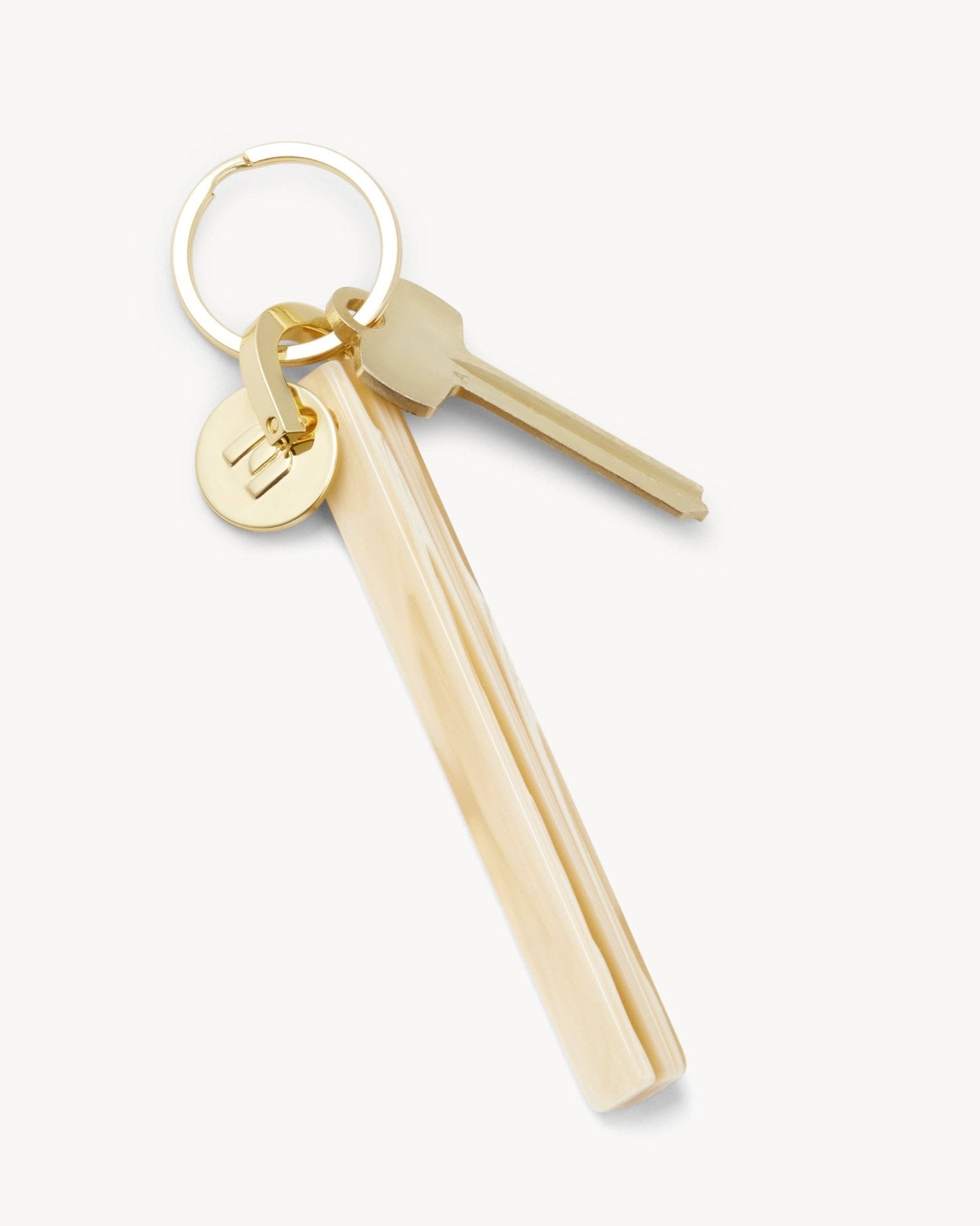 Alabaster & Gold Bar Keychain - Box Turtle