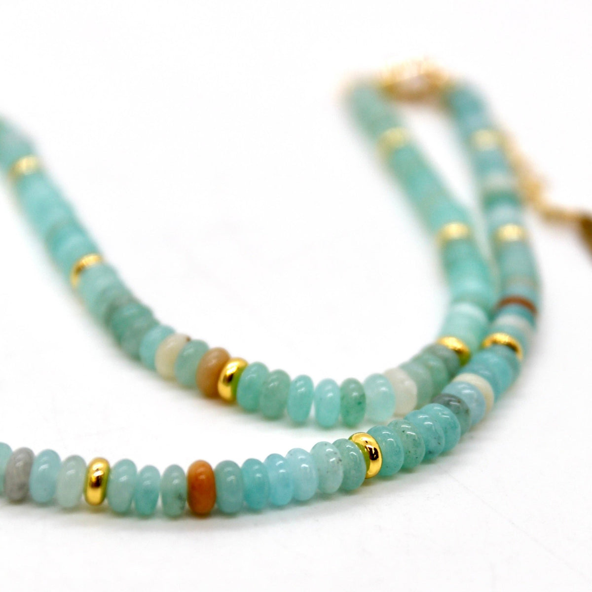 Amazonite + Gold Necklace - Box Turtle