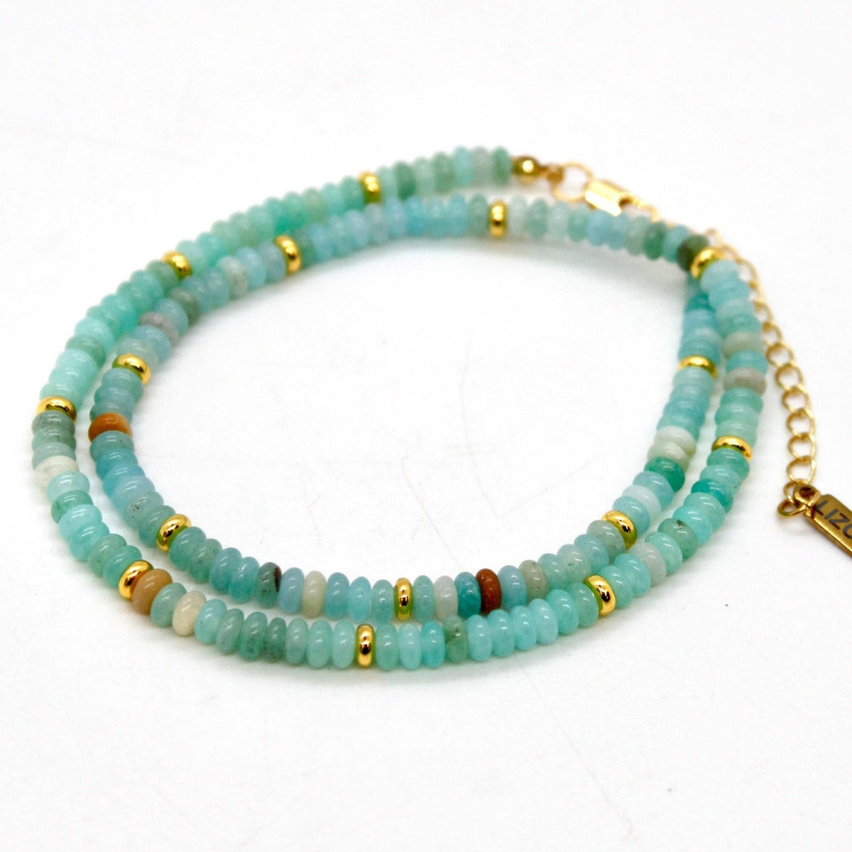 Amazonite + Gold Necklace - Box Turtle